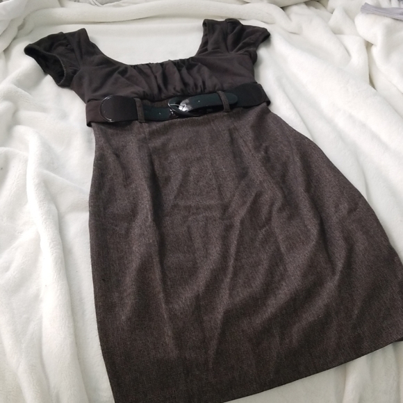 Juniors Brown Pencil Dress - Picture 3 of 7